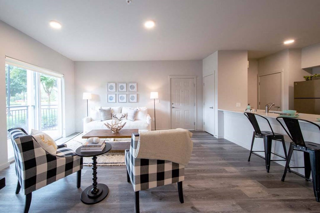 Living Room Come Kitchen View at Hearth Apartment Homes, Vancouver, WA, 98684