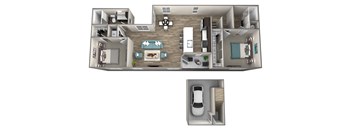 2 Bedroom 2 Bathroom Cameo Floor Plan at Hearth Apartment Homes, Vancouver