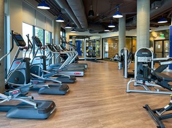 fitness center at The Bower Apartments