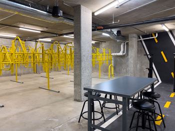 bike storage room at The Bower Apartments