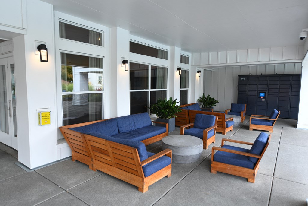 relaxing blue furniture outdoors