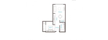 1 Bed 1 Bath Floor Plan at Vue 22 Apartments, Washington, 98007