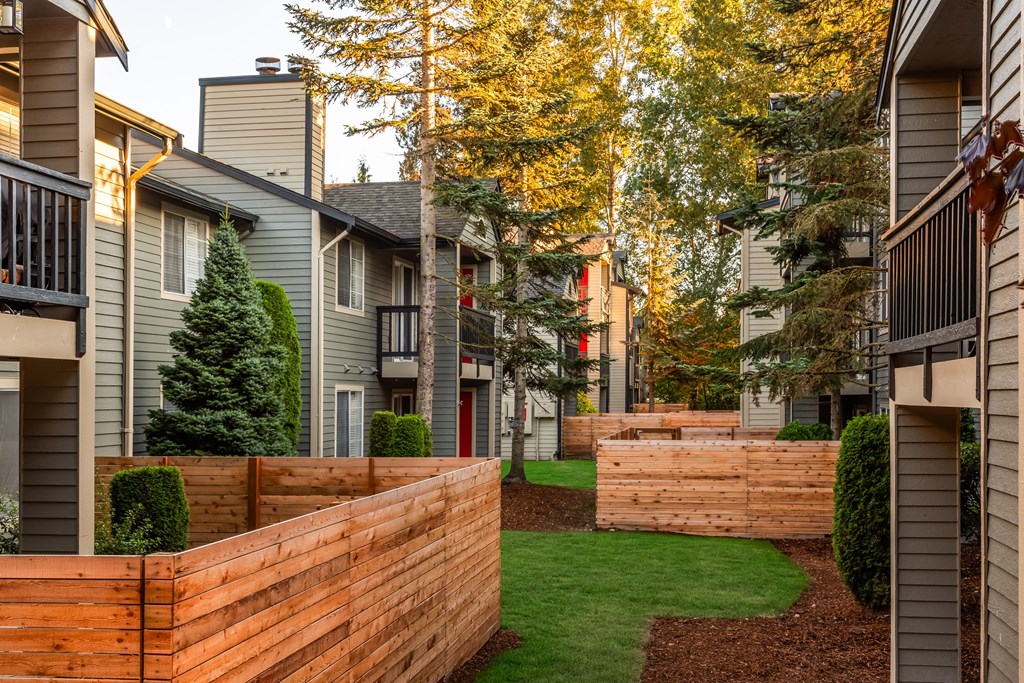 Private patios at Artesia