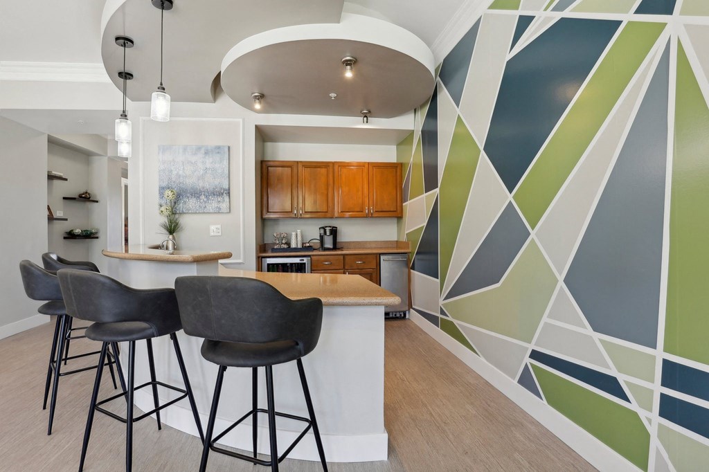 social lounge and kitchen at Waterstone Apartments