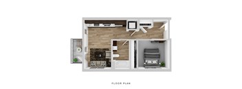 A floor plan of a house with a living room, kitchen, and bedrooms.