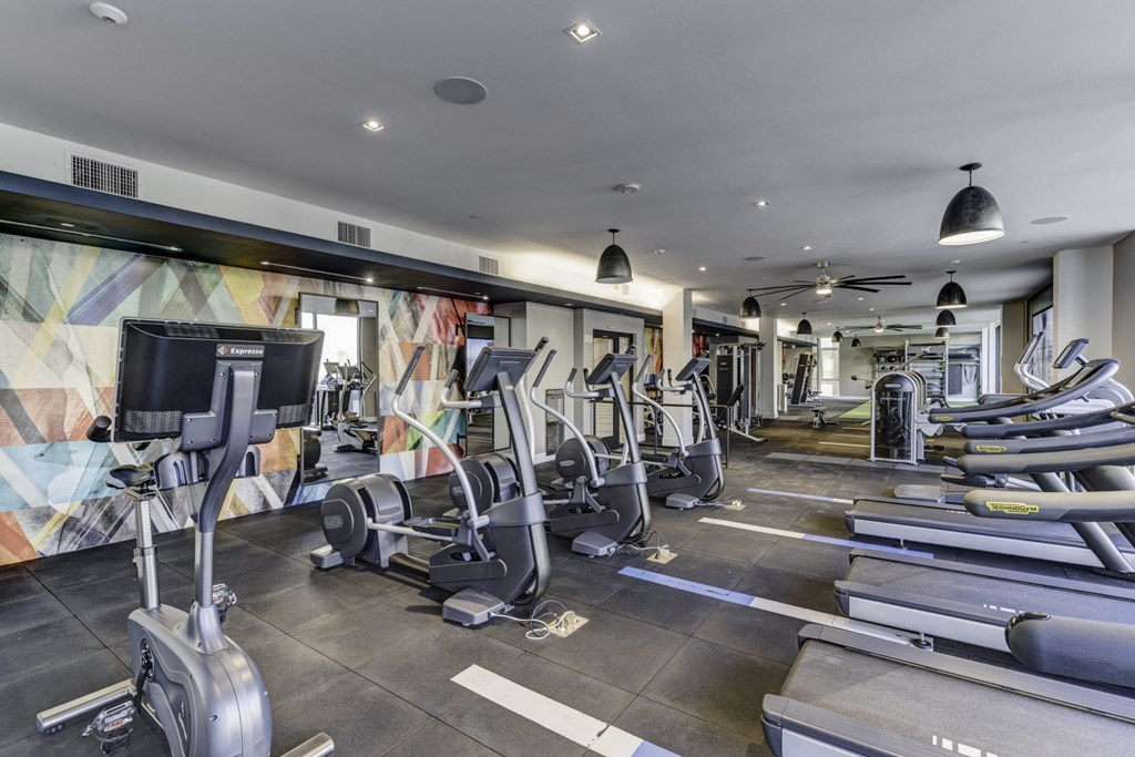 fitness center at Novo Apartments