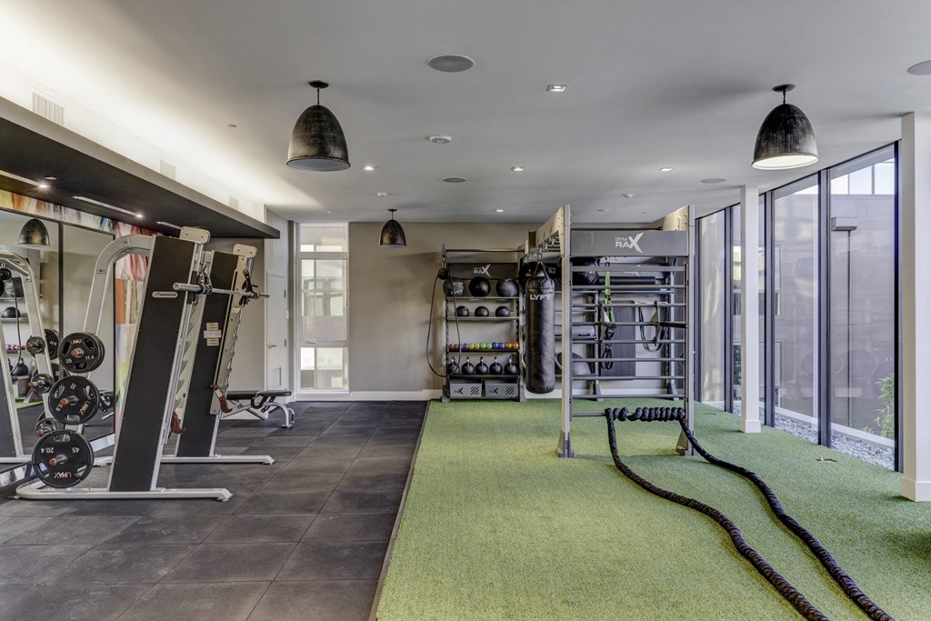 fitness center at Novo Apartments