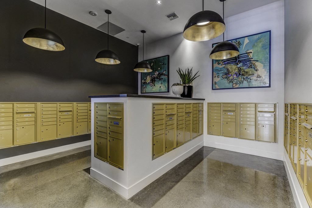 mail room at Novo Apartments