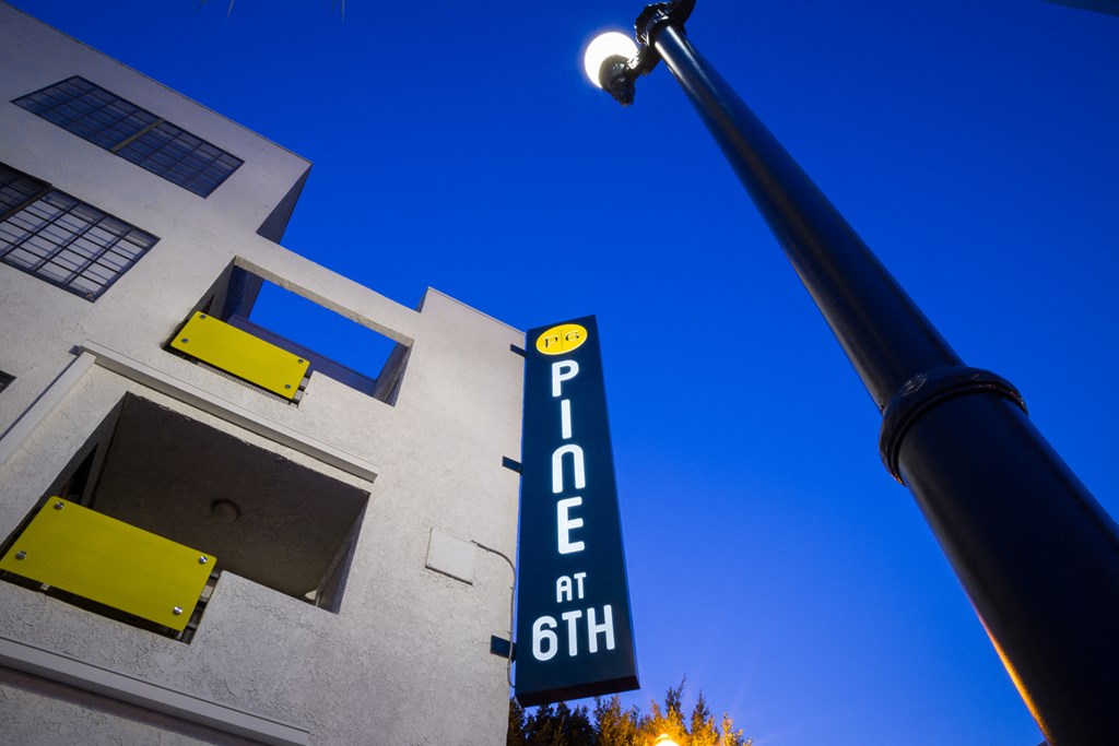 Pine at 6th Sign Board at Pine at 6th, California, 90802