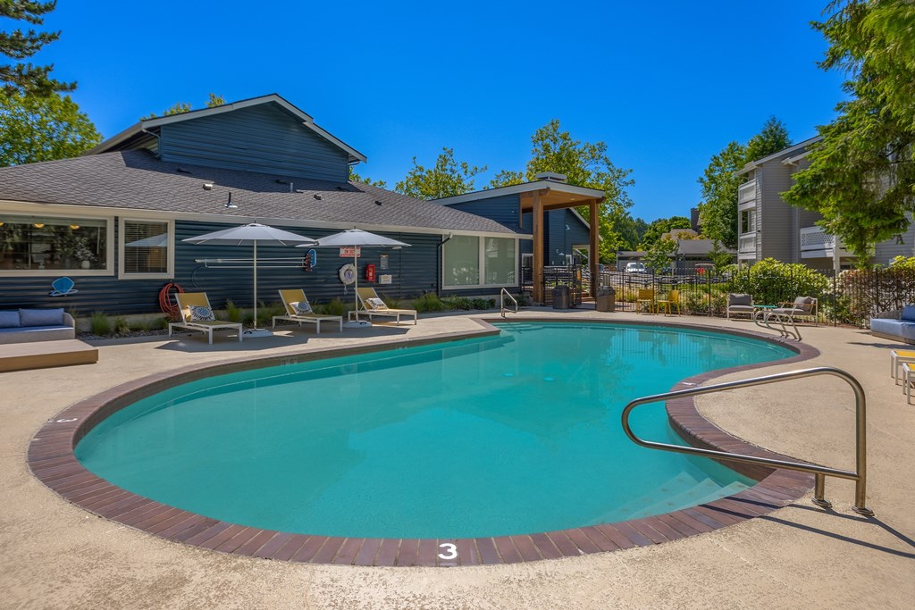 A swimming pool with a number 3 on the side.