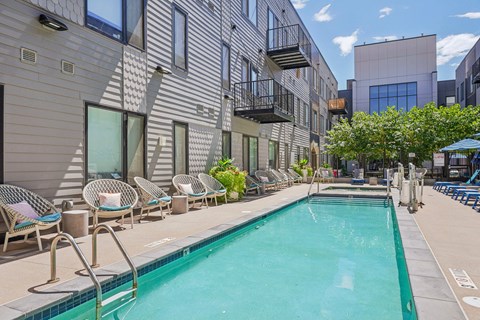 our apartments have a swimming pool and lounge chairs