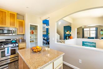 Kitchen island at Caviata at Kiley Ranch