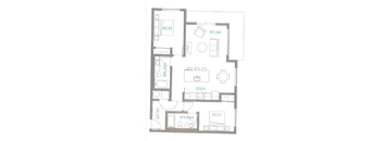 A floor plan of a house with labeled rooms such as "REST", "RELAX", "COOK", and "SPLASH".