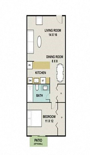 A2 Floor Plan at 3300 Tamarac Apartments
