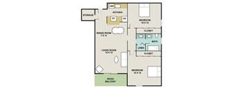 B1 Floor Plan at 3300 Tamarac Apartments