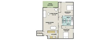 B2 Floor Plan at 3300 Tamarac Apartments