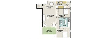 B5 Floor Plan at 3300 Tamarac Apartments