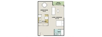 S1 Floor Plan at 3300 Tamarac Apartments
