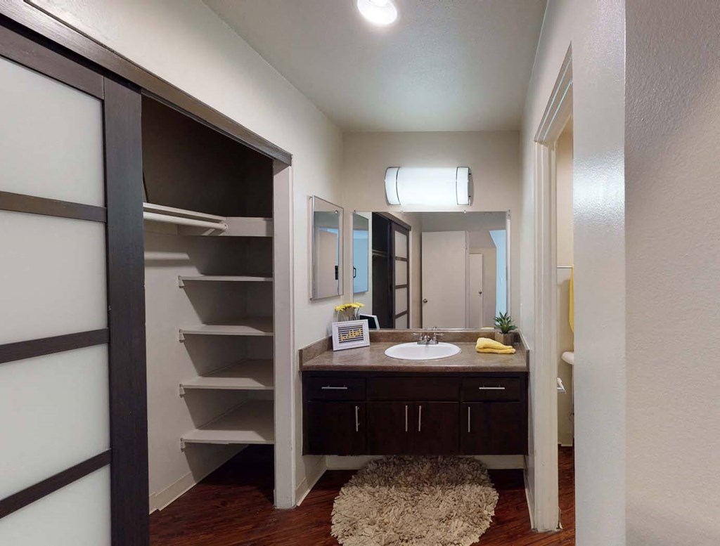 Bathroom With Adequate Storage at The Marquee Apartments, North Hollywood