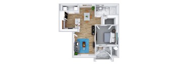 1x1 floor plan at Tribeca North Apartment Homes