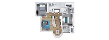 2x2 floor plan at Tribeca North Apartment Homes