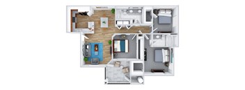 3x2 floor plan at Tribeca North Apartment Homes