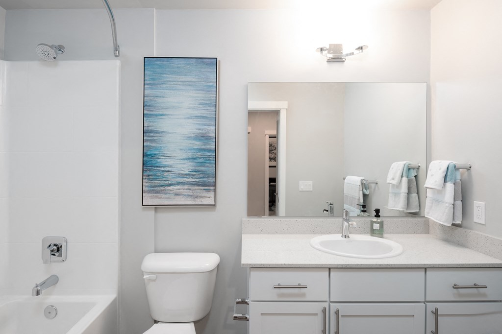 Bathroom at Village on Main Apartments