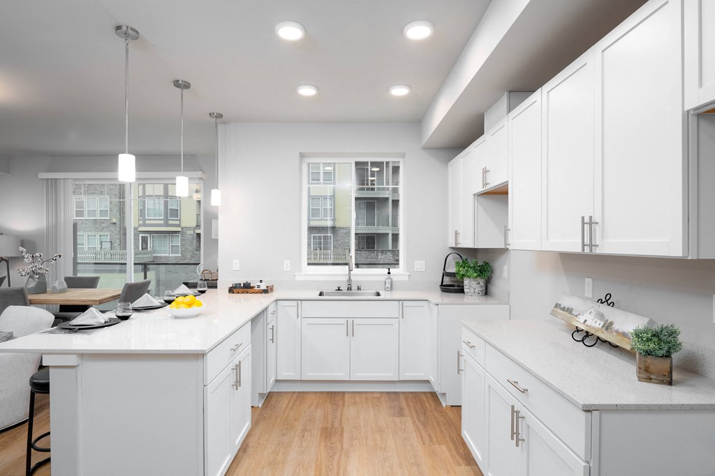 Kitchen area at Village on Main Apartments