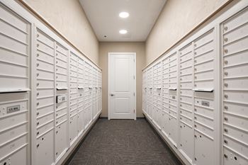 Mail room at Village on Main Apartments