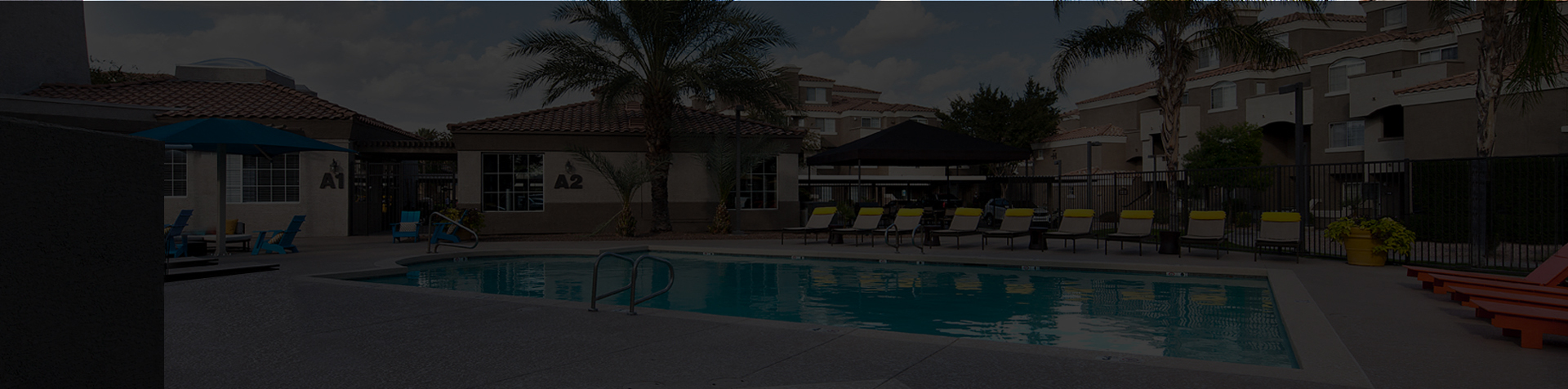 the pool is empty at night at the apartments