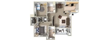B2 2 Bedroom 2 Bath Floor Plan at Waterstone