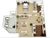 1 Bed 1 Bath Willow Floor plan 1 Bed 1 Bath Willow Floor plan at Waterleaf Apartment Homes, California