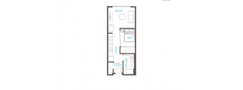 1 Bed 1 Bath Floor Plan at Vue 22 Apartments, Bellevue, 98007