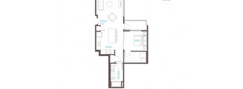 1 Bedroom 1 Bathroom Floor Plan at Vue 22 Apartments, Bellevue, WA, 98007