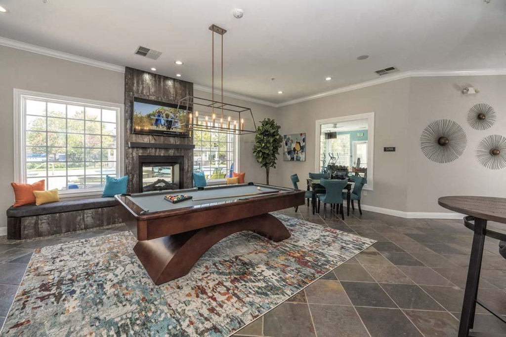 Billiards Table In Game Room at North Pointe Apartments, Vacaville, CA