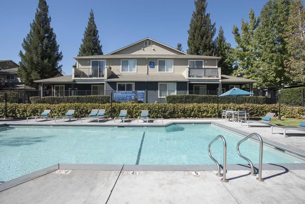 Swimming Pool And Relaxing Area at Atwood Apartments, California