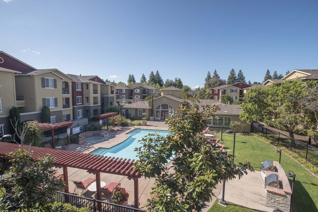 Aerial View Of Pool  at Sterling Village Apartment Homes, Vallejo, CA, 94590