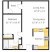1 Bed 1 Bath Floor Plan 1 Bed 1 Bath Floor Plan at Del Norte Place Apartment Homes, El Cerrito, 94530