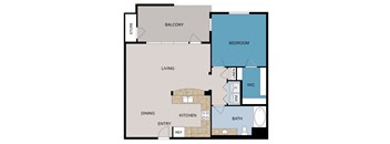 a floor plan of a room with a bed and a bathroom