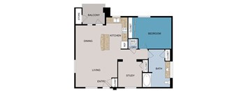 a floor plan of a room with a bedroom and a living room