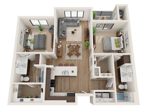 a1 floor plan  1 bedroom with 2 baths  119