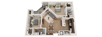 a1 floor plan  1 bedroom with 2 baths  1192 square feet