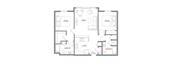 B4 Floor Plan at Tivalli Apartments
