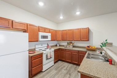 Furnished Kitchen Photo at North Peak Apartments