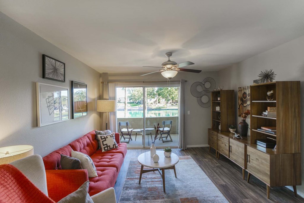 Living Room with Large Window at Lakeview at Superstition Springs, 1849 South Power Road