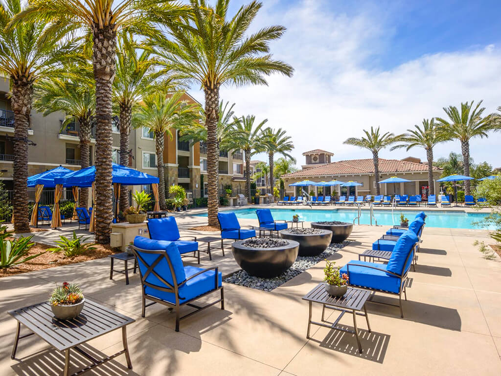 Pool Side Relaxing Area at Preserve at Melrose, California, 92083