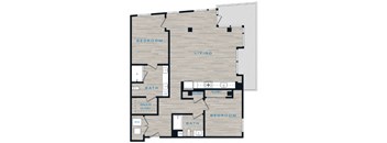 a floor plan of a unit with a bedroom and a bathroom
