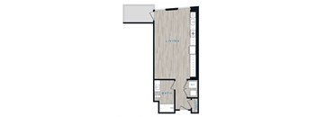 a floor plan of a room with a closet and a bed
