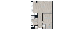 a floor plan of a room with a bedroom and a bathroom