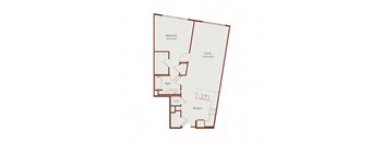 a floor plan of a 1 bedroom apartment